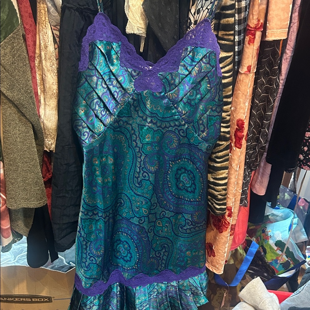 Vibrant Blue and Purple Paisley Dress